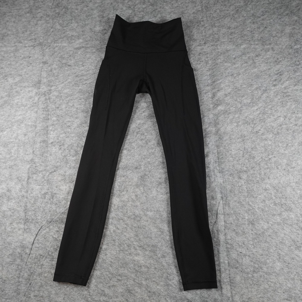 Lululemon Leggings Womens 2 Black Wunder Train High Rise 25" Pockets Yoga Run